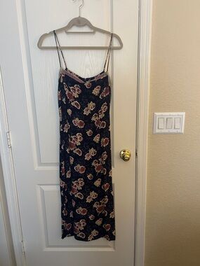 Cinnamon Girl, Navy Floral Slip Dress with Spaghetti Straps